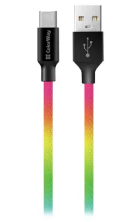 Câble de données Colorway USB USB-C 1m 2,4A Multicolore (1 of 1)