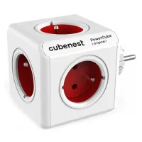 Cubenest Powercube Original 5× zásuvka biela červená detská poistka uzemnenie max. 16A 250V~3680W 50-60Hz (1 of 1)