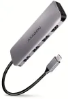 AXAGON хъб USB-C 5in1 HMC-HCR3A USB 3.2 Gen1 3x USB-A HDMI MicroSD SD PowerDelivery метално тяло 0.2m