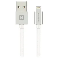 Кабель для передачи данных Swissten текстильный Usb Lightning 0,2 м, серебристый (1 of 1)