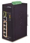 Planet IGS-614HPT Przemysłowy przełącznik PoE 5x 1000Base-T 1x SFP 4x PoE 802.3at -40~+75°C 12-56VDC podwójne zasilanie DIN