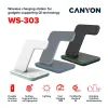 CANYON Wireless Charger WS-303DG3in1input 9V 2A12V 2Aoutput 15 10 7.5 5W USB-C > USB-A incl. AC adaptergray thumbnail (5 of 6)