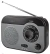 Radio portatile NEDIS AM FM alimentata a batteria, alimentazione di rete, analogica, uscita per cuffie da 1,8 W, nero-grigio