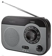 NEDIS přenosné rádio AM FM napájení z baterie síťové napájení analogové 1.8 W výstup pro sluchátka černo-šedé (1 of 5)