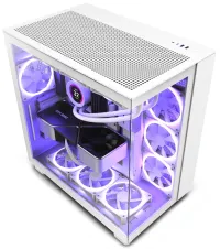 Case NZXT H9 Flow ventola ATX 4x120mm a due camere fino a 10xfan con piano in vetro perforato. lato anteriore bianco (1 of 5)