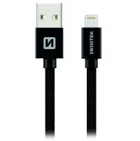 Swissten duomenų kabelis Tekstilinis USB Lightning 3,0 M juodas (1 of 1)