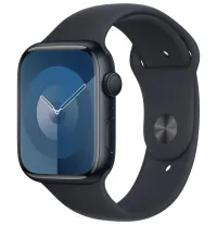 Apple Watch Series 9 45 mm em alumínio com tinta escura e pulseira esportiva em tinta escura S M (1 of 2)