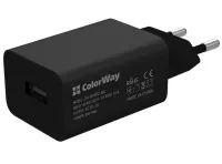 COLORWAY 1x carregador de rede USB 10W 100V-240V Preto + cabo USB-C 1m (1 of 6)