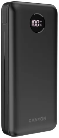 CANYON Powerbank PB-2002 20000mAh Li-poly QC&PD näyttö sisään USB-C Out 1x USB-C + 2x USB-A musta (1 of 5)