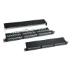 XtendLan Patch panel 19" 24 porttia CAT6 suojatut sidontakahvat mustat