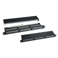 XtendLan Patch panel 19" 24 porte CAT6 skærmede bindingshåndtag sort (1 of 5)