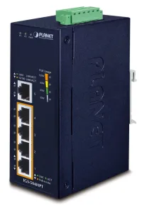 Planet Industrial PoE-kytkin 5x1Gb 4x PoE 802.3at 36 120W -40 - 75°C dual 12-56VDC IP40 ilman tuuletinta (1 of 3)