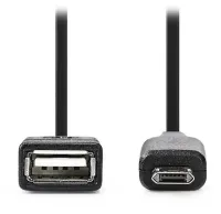 Cabo NEDIS Plugue USB 2.0 micro-B - tomada USB-A suporte OTG preto 20cm (1 of 1)