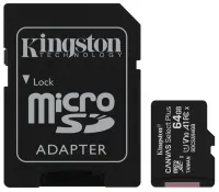 Canbhás KINGSTON Roghnaigh Móide 64GB microSD UHS-I CL10 le adapter SD (1 of 2)