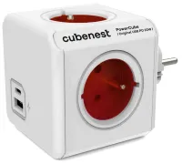 Cubenest Powercube Original USB PD 20W A+C 4× zásuvka biela červená detská poistka uzemnenie max. 16A 250V~3680W (1 of 2)