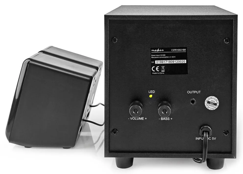 Stock Bureau - NEDIS Enceintes filaire jack 3,5 mm et USB caisson de basse  15W + 2x9W noir