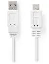 NEDIS cable USB 2.0 plug USB-A - plug micro-B flat white 1m thumbnail (2 of 2)