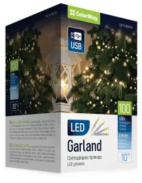 COLORWAY LED ķēde iekštelpās 100 LED garums 10m silti balts 8 funkcijas USB barošanas avots (1 of 13)