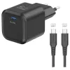 Swissten hálózati adapter gan 1x usb-c 35w tápellátás fekete + adatkábel usb-c usb-c 1,2 m fekete