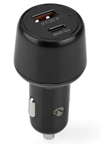 Caricabatteria per auto NEDIS 65 W 12 - 24 V DC 3,25 A USB-A USB-C selezione automatica della tensione nero (1 of 2)