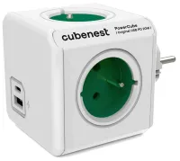 Cubenest Powercube Original USB PD 20W A+C 4x fatning hvid grøn børnesikkerhedsjording max 16A 250V~3680W (1 of 2)