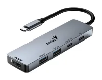 GENIUS-keskitin UH-500 USB-C - HDMI 2x USB3.0 USB-C 100 W PD harmaa (1 of 1)