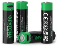 PATONA επαναφορτιζόμενη μπαταρία AA LR6 Li-Pol 2000mAh 1.5V με φόρτιση USB-C 4 τμχ σε συσκευασία (1 of 4)