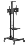 Neomounts Select NM-M1700BLACK Displayhållarvagn 32-75" 4 hjul VESA 600X400 lastkapacitet 50kg justerbar höjd 2 hyllor svart thumbnail (4 of 5)