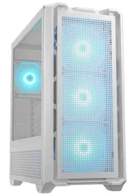 Корпус ПК COUGAR MX600, белый, Mid Tower, сетчатая передняя панель, 3 вентилятора по 140 мм + 1 вентилятор по 120 мм, прозрачная левая панель (1 of 26)