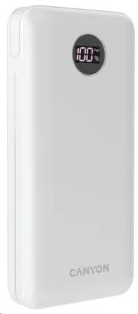 CANYON Powerbank PB-2002 20000mAh Li-poly QC&PD näyttö sisään USB-C ulos 1x USB-C + 2x USB-A valkoinen (1 of 5)