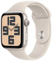 Apple Watch SE GPS 44 mm Starlight aluminium kast met Starlight sportbandje - M L (1 of 2)