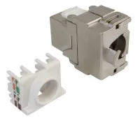 XtendLan Keystone jack RJ45 CAT6A STP plateado 180 st a presión desde la parte posterior (1 of 2)