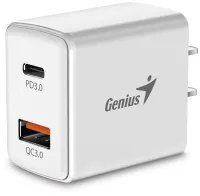 GENIUS lādētājs PD-20AC 20W ātra uzlāde USB-C PD3.0 USB-A QC3.0 balts (1 of 1)