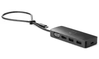 ## Hub de voyage HP USB-C G2 Le réplicateur de ports compact vous permet d'alimenter certains ordinateurs portables dotés d'un connecteur d'alimentation **USB-C** ou USB-C avec prise en charge Thunderbolt **jusqu'à 90 W**. Pour connecter un moniteur externe, le port USB-C de l'ordinateur portable doit prendre en charge le transfert d'images. Un seul moniteur externe peut être connecté au réplicateur de ports. Un adaptateur secteur de type USB-C (max. 90 W) n’est pas inclus dans le package. **Interface :** USB Type-C ### Connecteurs - 1x HDMI - 1 x VGA - 2x USB 2.0 (1 of 2)