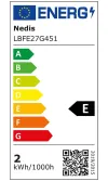 Lampadina LED NEDIS E27 G45 2 W 220 V 250 lm 2700 K bianco caldo stile retrò thumbnail (2 of 2)