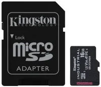 KINGSTON 16GB microSDHC Teocht Tionscail UHS-I U3 san áireamh. cuibheoir (1 of 3)