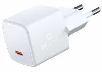 Adaptador de rede Swissten GaN USB-C 33W PD mini 3x3x3 cm Branco (1 of 1)