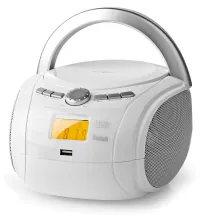 NEDIS CD Player Boombox Power 9W Battery Powered Mains Powered Stereo BT FM USB White (1 of 8)