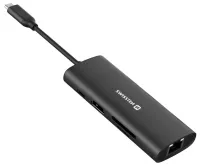 Hub USB-C Swissten 8 in 1 (USB-C 100 W HDMI 4K LAN RJ45 2x USB-A 1x USB-C 5 Gbps SD Micro SD) Alluminio (1 of 8)