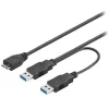 PremiumCord кабел USB 3.0 USB Micro B (M) към 2 x USB 3.0 A (M) 30 см черен