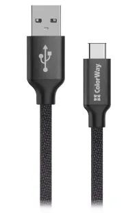 Colorway USB кабел за данни USB-C 2.4A 2m черен (1 of 1)