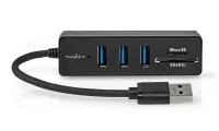 NEDIS USB-hubstik USB-A-stik 3x USB-A-stik 5 porte USB 3.2 Gen 1 5 Gbps SD & MicroSD sort blisterpakning (1 of 1)