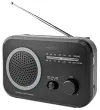 NEDIS přenosné rádio AM FM napájení z baterie síťové napájení analogové 1.8 W výstup pro sluchátka černo-šedé