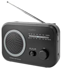 NEDIS portable radio AM FM battery powered mains powered analog 1.8 W headphone output black-gray (1 of 5)