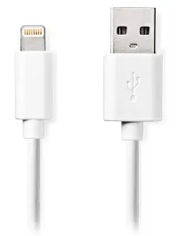 Cabo de sincronização e carregamento NEDIS Apple Lightning plugue de 8 pinos - plugue USB A branco 1m (1 of 2)