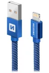 Swissten câble de données textile USB Lightning 1,2 M bleu