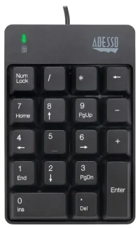 Adesso AKB-601UB pret šķidruma noplūdi izturīga vadu ciparu tastatūra USB melna (1 of 5)