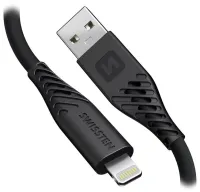 Cable de datos Swissten de silicona blanda con conector USB Lightning de 1,5 m y 60 W, color negro (1 of 2)