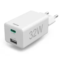 Набір HAMA: швидкий USB зарядний пристрій USB-C PD QC USB-A 32 Вт + кабель USB C-C 1 м (1 of 2)