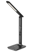 IMMAX LED stolna svjetiljka Kingfisher Qi punjenje 85W 400lm 12V 2.5A 3 svijetle boje preklopna ruka crna